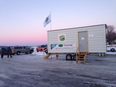 Fishery sign in at wagon